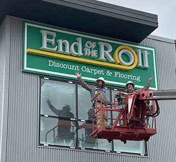 Cabinet signage for End of the Roll