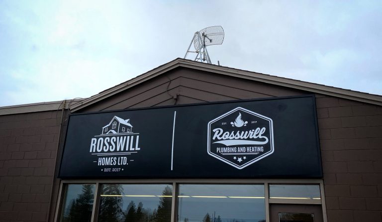 Flourescent cabinet signage for Rosswill