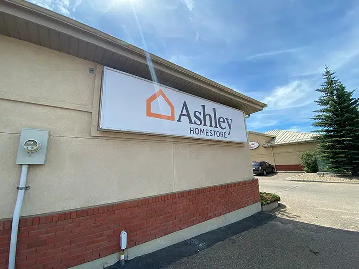 Cabinet signage for Ashley