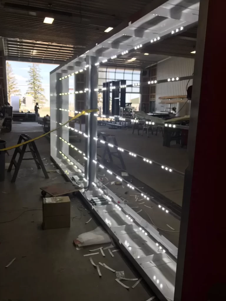 Lights getting installed into sign