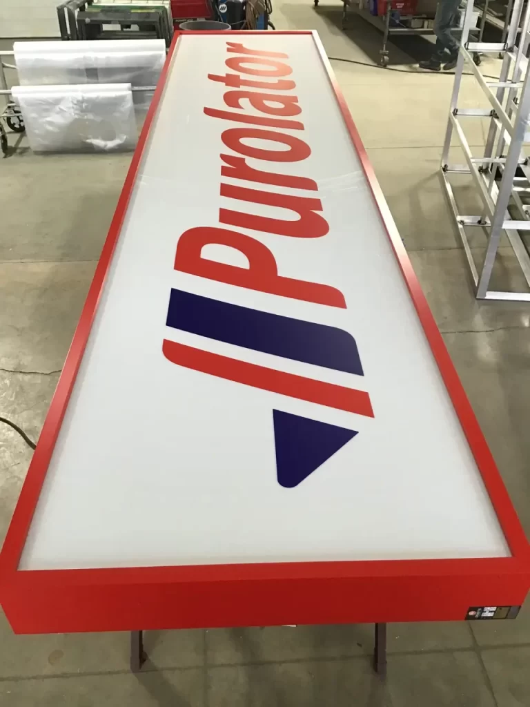 Finished sign for Purolator