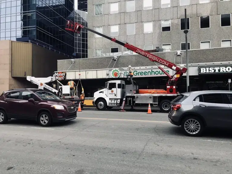 Sign being repaired